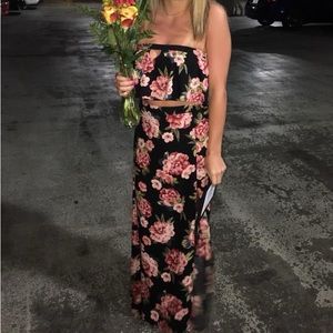 Hollister two piece floral/tropical midi/maxi skirt & crop top set